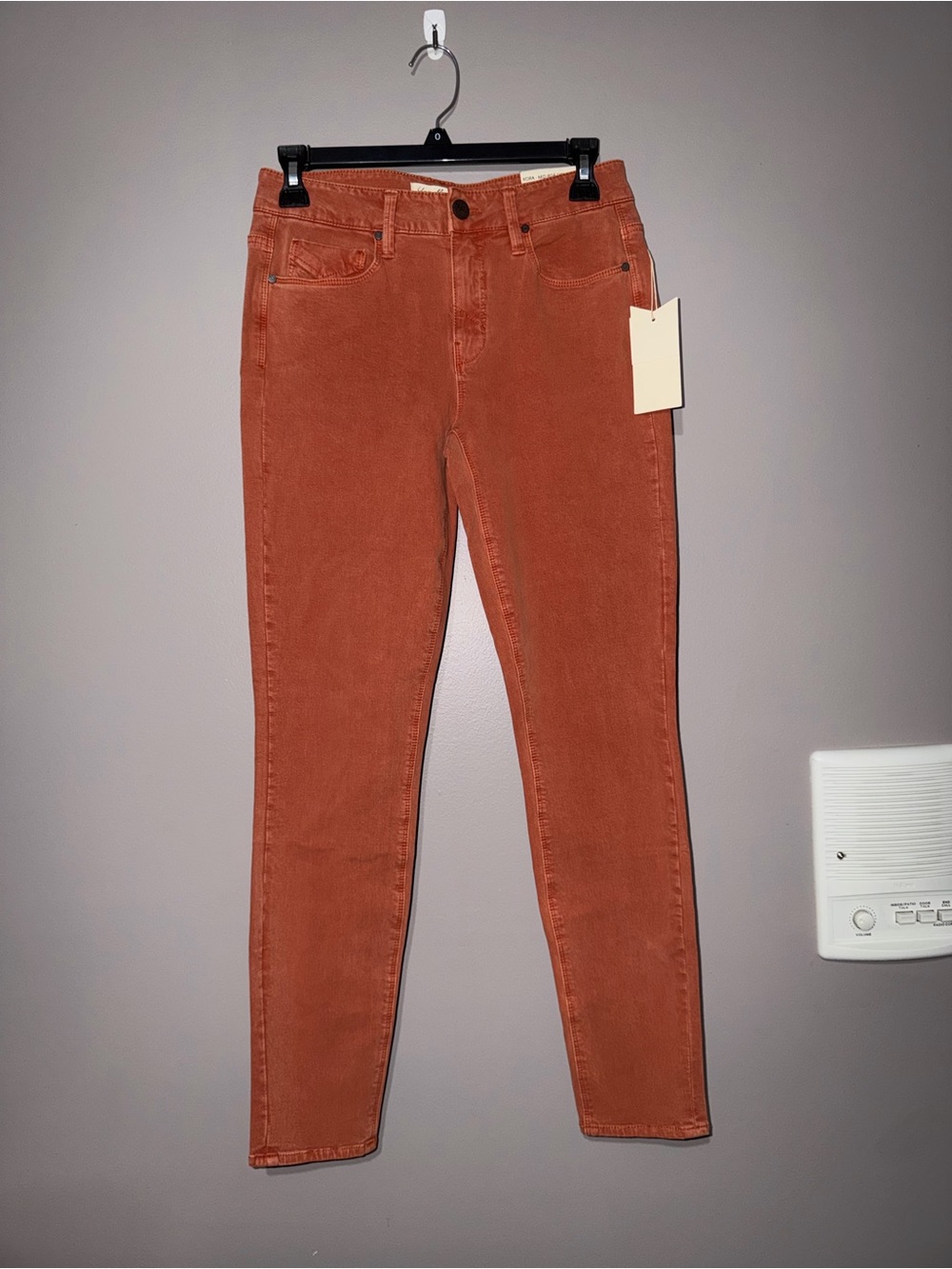 High-Rise Skinny Jeans in Rust Orange
